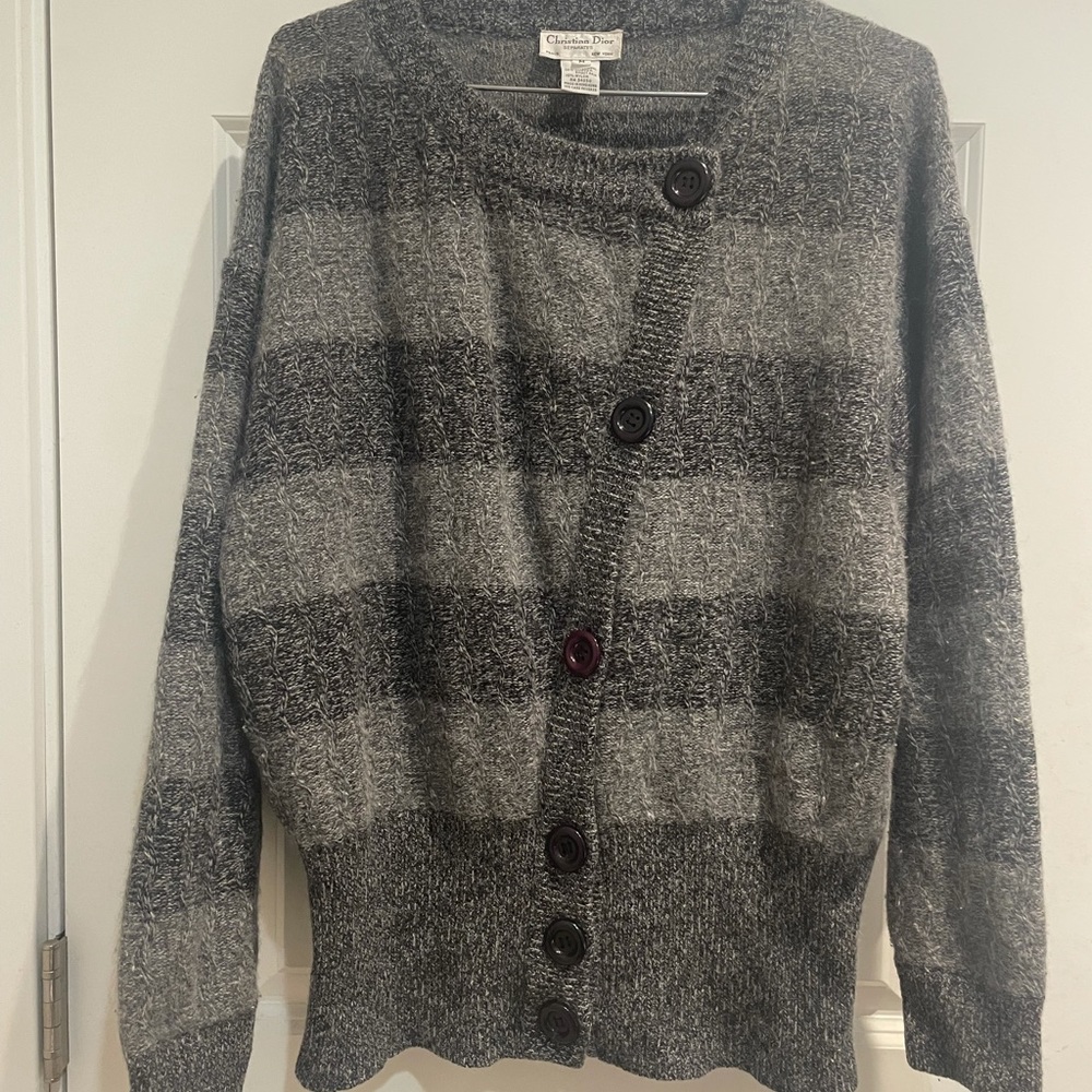 Vintage Christian Dior Checkered Wool Sweater 80-90’s Seperates Paris New York